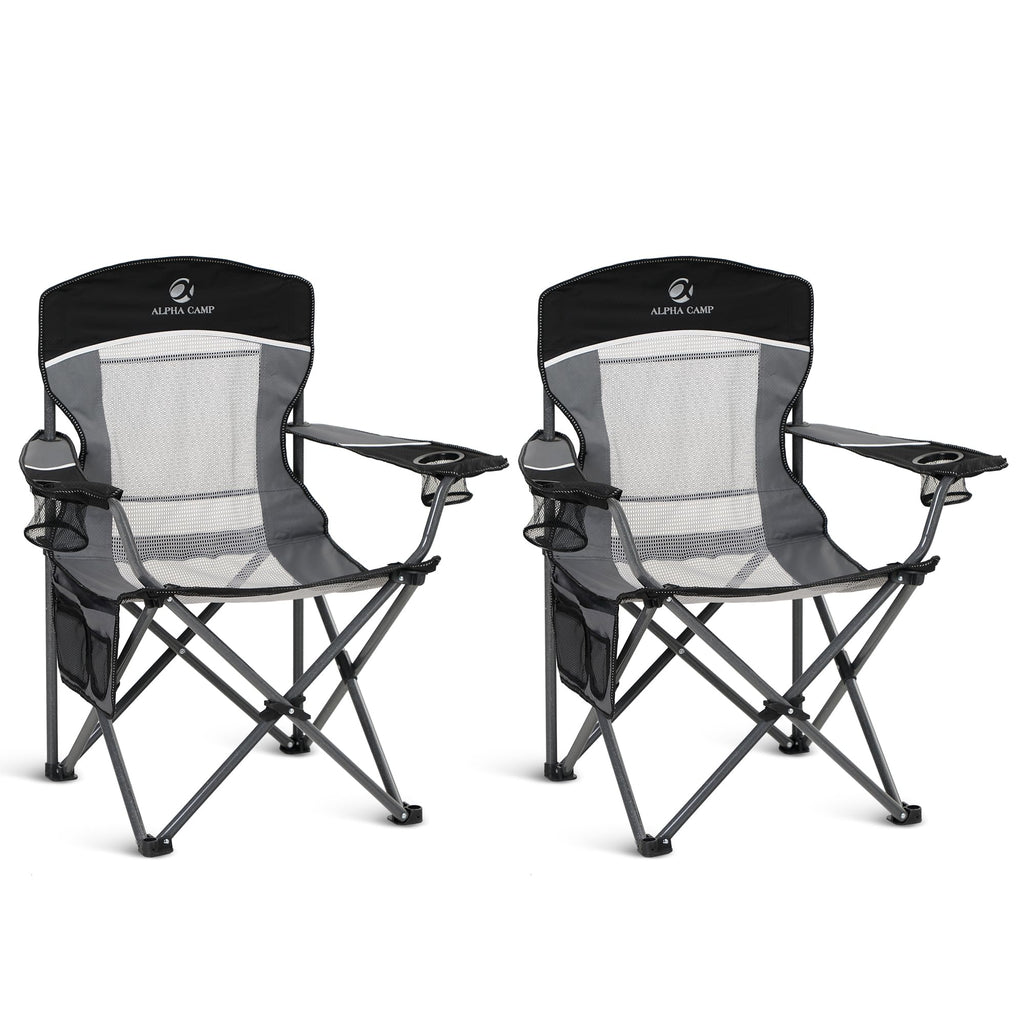 ALPHA CAMP Oversized Fully Padded Camping Chairs with Lumbar Support