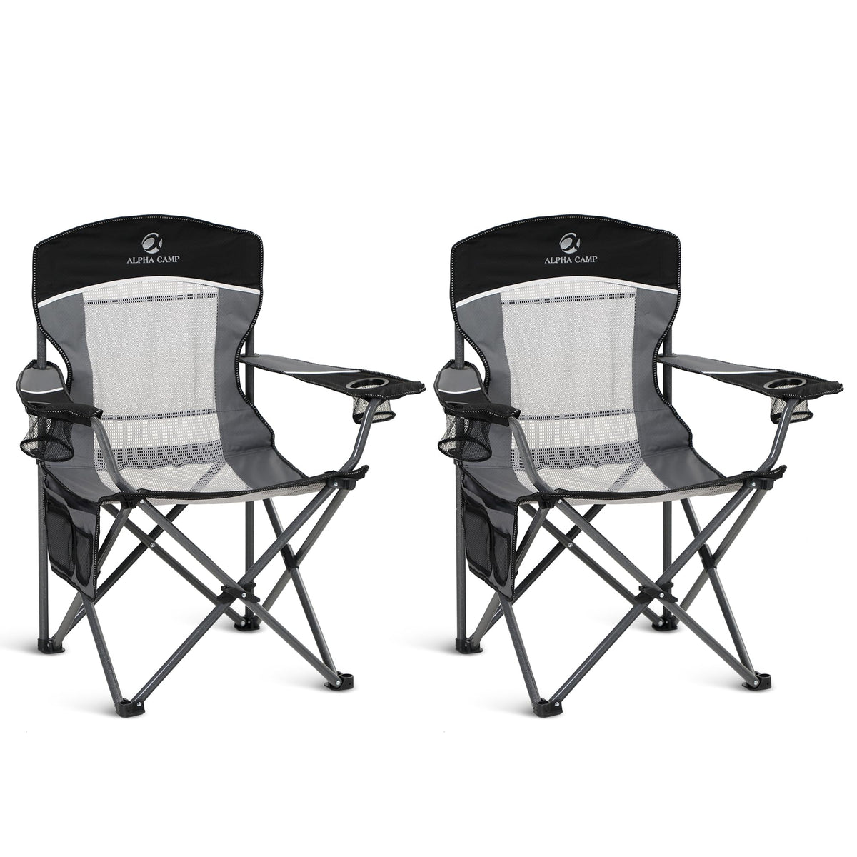 ALPHA CAMP Oversized Fully Padded Camping Chairs with Lumbar Support