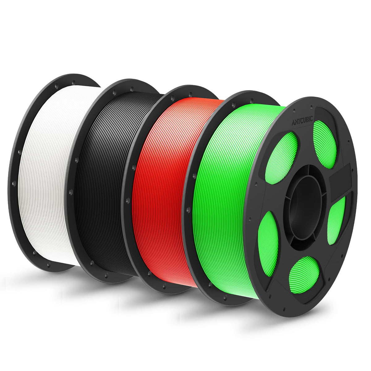 ANYCUBIC PLA Plus (PLA+), 3D Printer Filament 1.75mm Bundle, High Toughness, 1KG Spool, Black, White, Texture Grey, Pink, Red, Blue, Green, Orange, Yellow, Purple, 10KG in Total