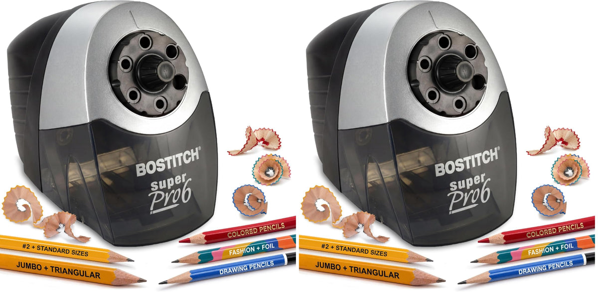 Bostitch Office QuietSharp Electric Pencil Sharpener, Heavy Duty Classroom or Office Use, Size Selector with 6 Different Sizes, Blue (Pack of 4)