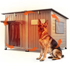 Ketive 55" Extra XL Wooden Outdoor Dog House with Iron Frame for Large Dogs