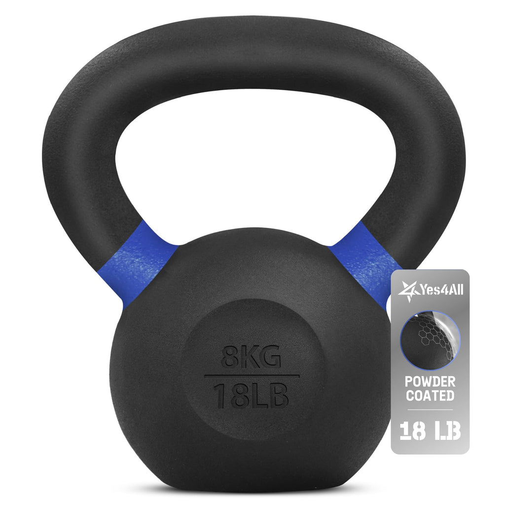 Yes4All Powder Coated Kettlebell, 9–88 lb Cast Iron Weights