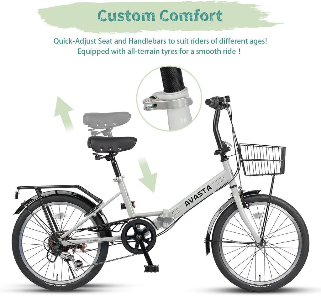AVASTA Quartet Folding Bike, 20/24 Inch, 7-Speed, Dual Brakes
