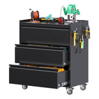 3-Drawer Rolling Tool Chest with Wheels, Pegboard and Push Handle