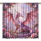 Traditional Ukiyoe Wildlife Dragon Curtains-Dreamy Ancient Japan Architecture Rod Pocket Back Tab Window Drapes,Japanese Samurai Thermal Insulated Blackout Curtain,2pcs,Each 52“W x 96”L