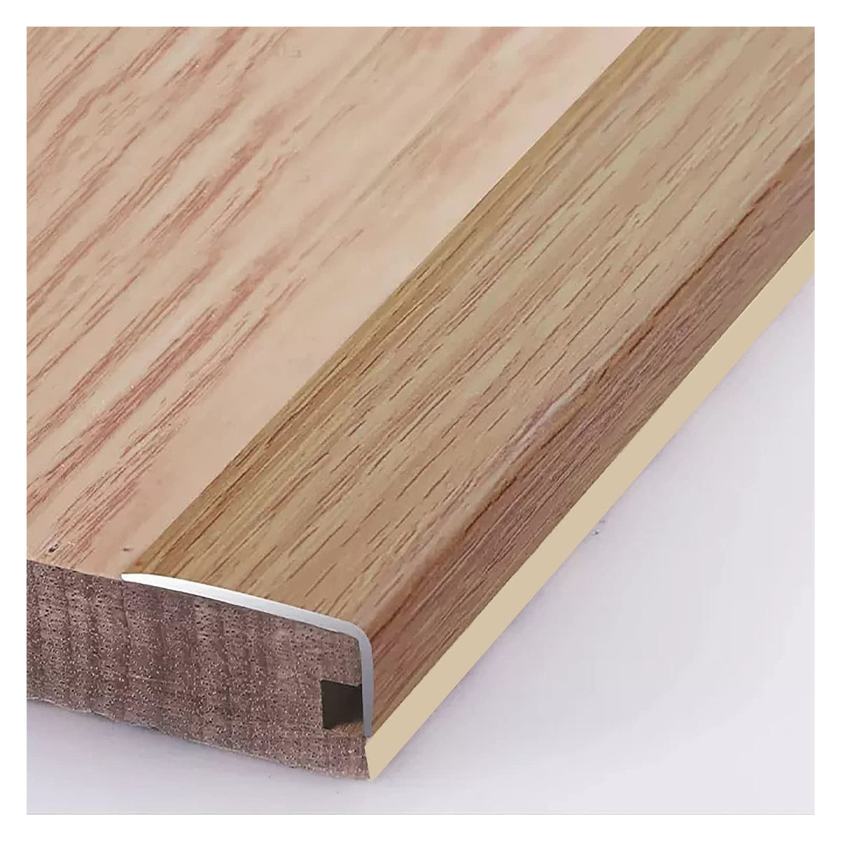 L Molding Metal Stair Steps Corner Trim Window Sill Edge Protectors, Wood Grain Finish Floor Transition Strip for Wooden Flooring/Laminate Floor (#6 35in/89cm)