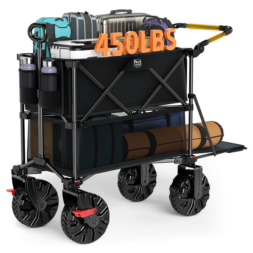 TIMBER RIDGE 400L Folding Double Decker Wagon with Brakes, 54" Extra Long
