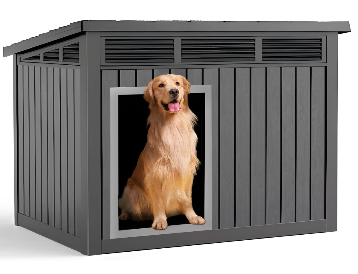 DRATO Large Dog House Outdoor for Indoor, Gray, 42.87 * 32.95 * 31.61 in