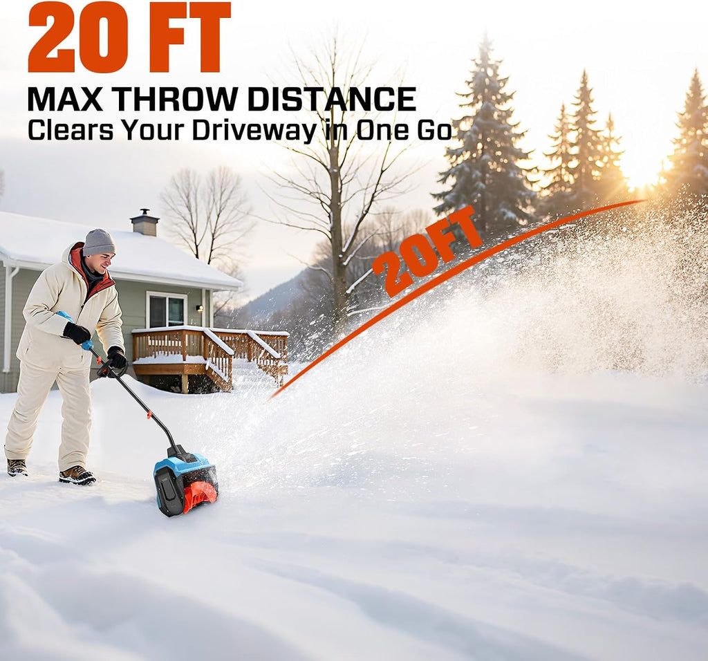 SENIX 40V Snow Shovel,13" Width/ 6" Depth,8000mAh,20Ft Max Throw Distance