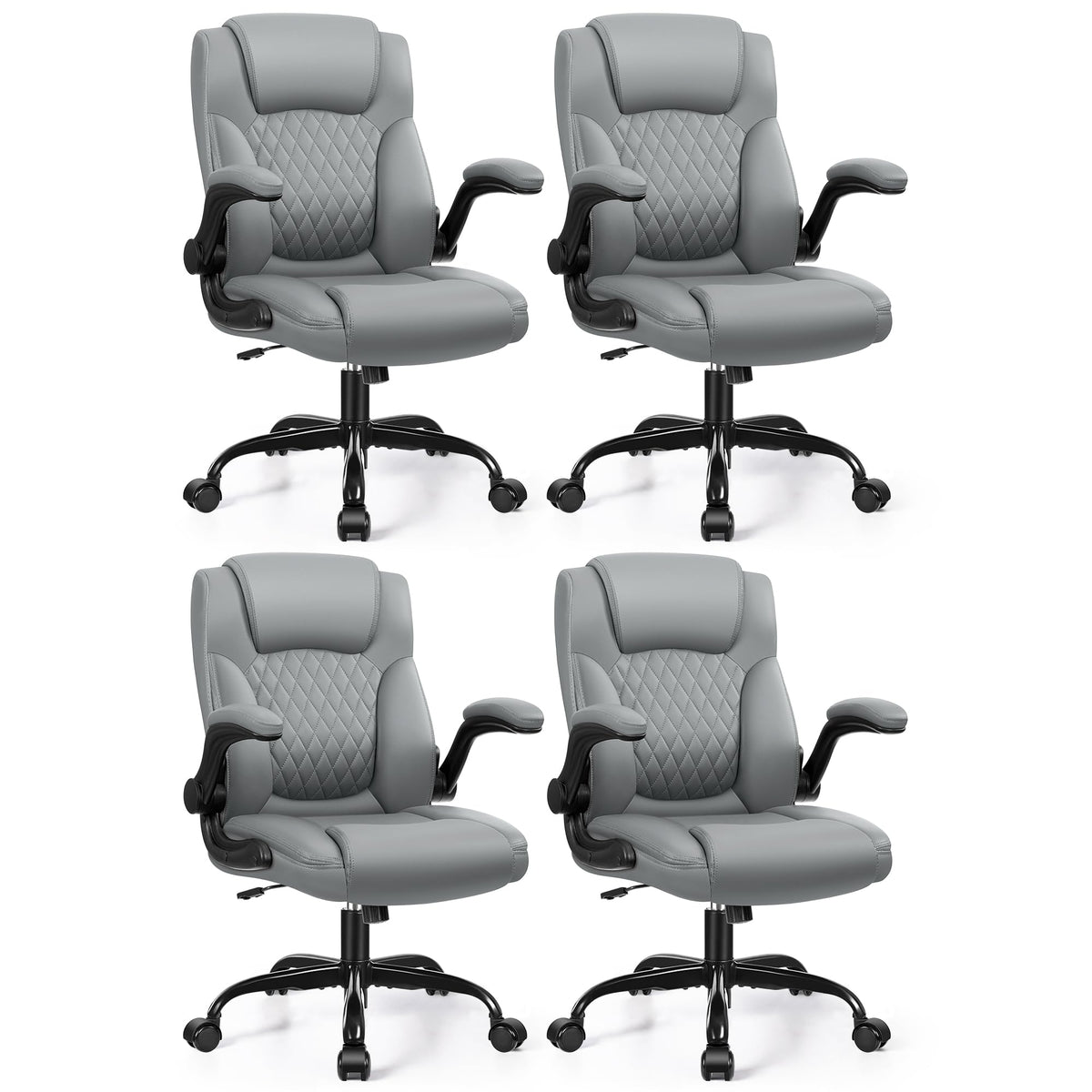 Leather Office Chair, PU Home Computer Desk Chairs with Ergonomic Back Support, 360°Swivel Free，Small Gaming Chair with Wheels and Adjustable Armrests, for Short People Use