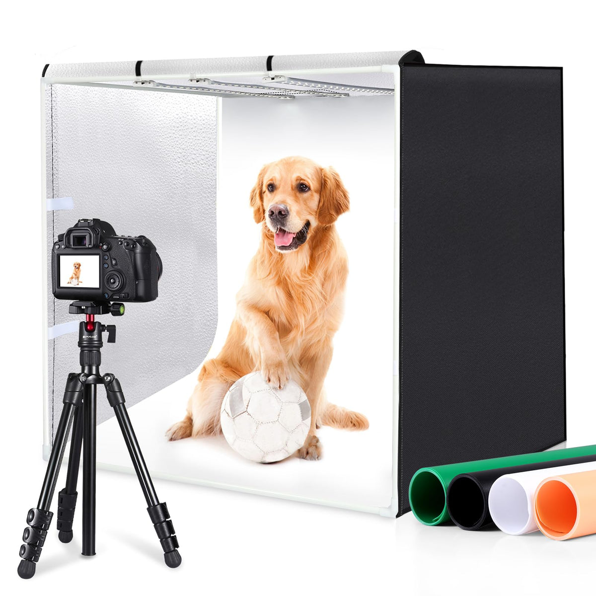 PULUZ Upgrade Light Box & Soft Box, 16"x16" Professional Shooting Tent with 480 LED Lights Photo Studio Light Box Photography with 4 Color PVC Backdrops for Jewelry and Product Photography