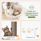 Globlazer F65D Corner Cat Tree Tower with Scratching Posts, Beige