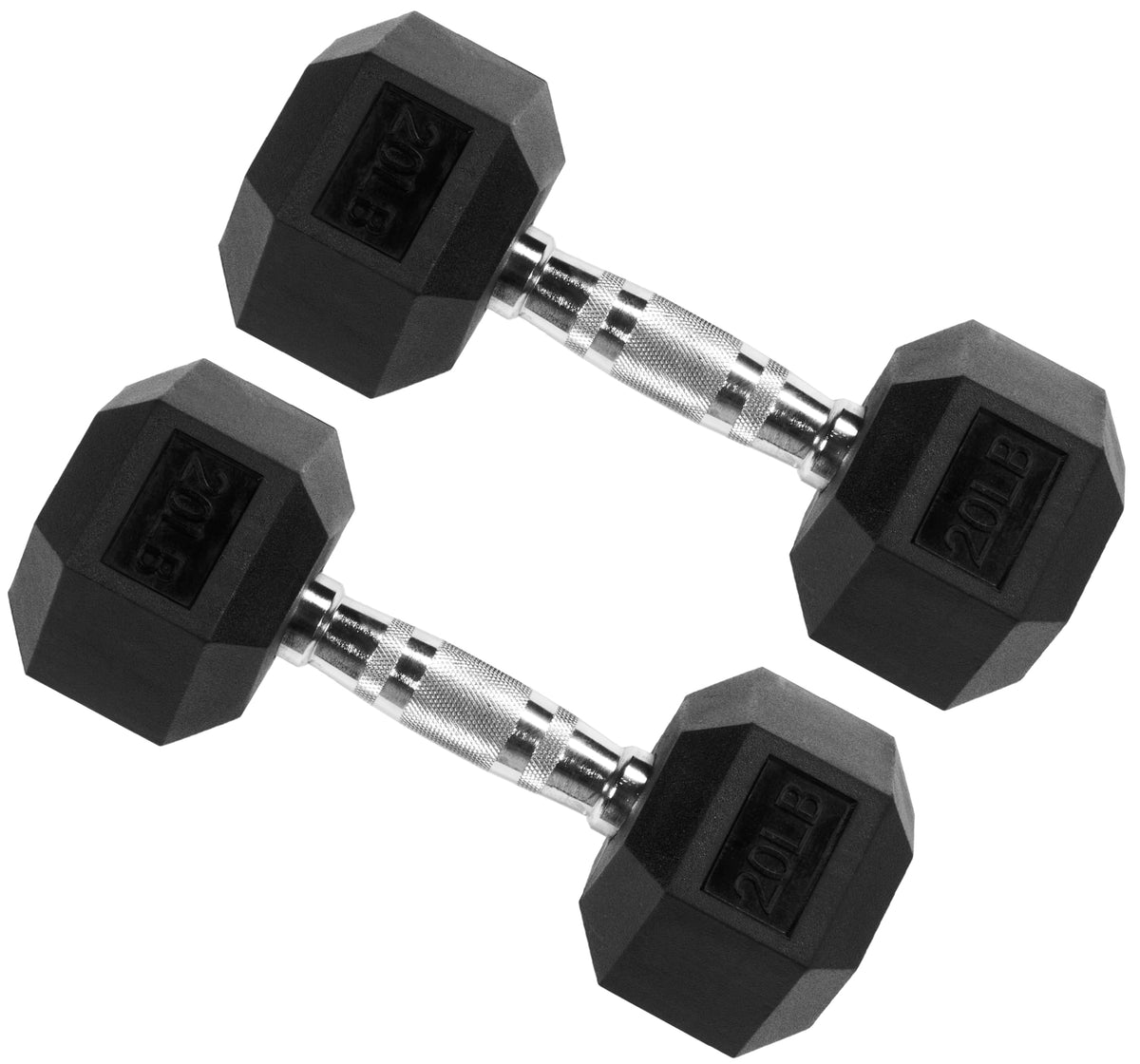Signature Fitness Rubber Coated Hex Dumbbells Hand Weights for Exercises and Fitness Home Gym, 5-50 lbs, Pairs
