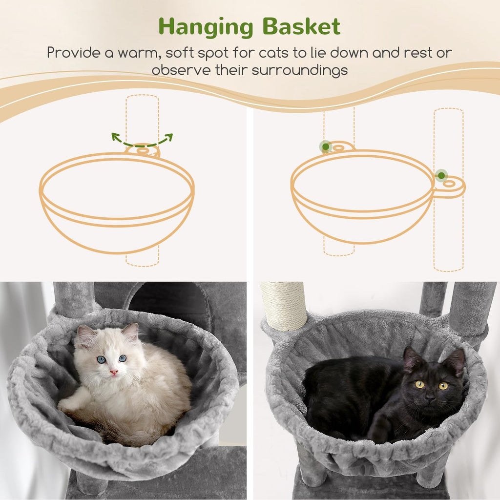 Globlazer Sturdy Cat Tree for Indoor Cats 20 lbs, S68, Cloud Grey