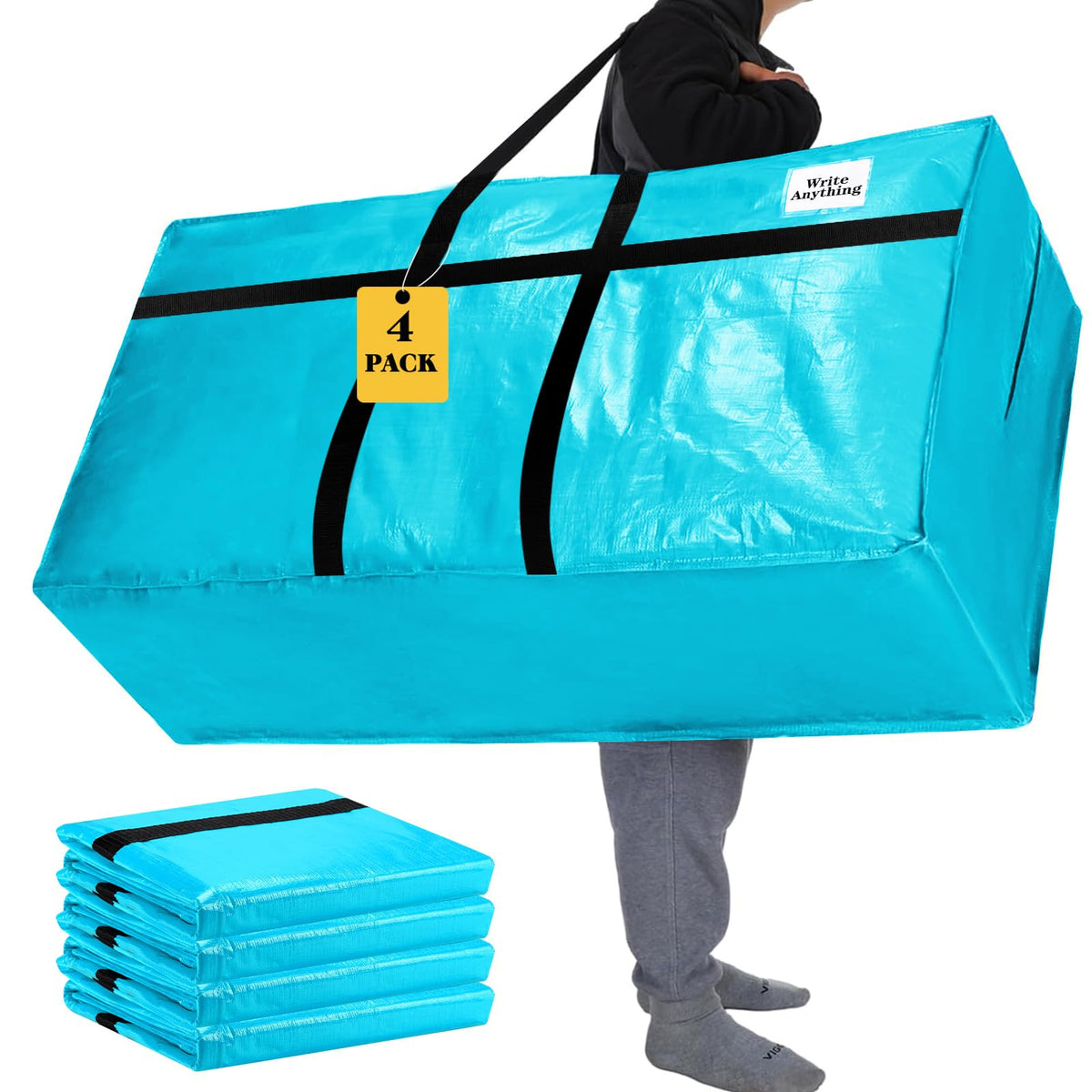 Windyun 4 Pcs 195 Gallon Extra Large Moving Bags XXL Heavy Duty Storage Bag