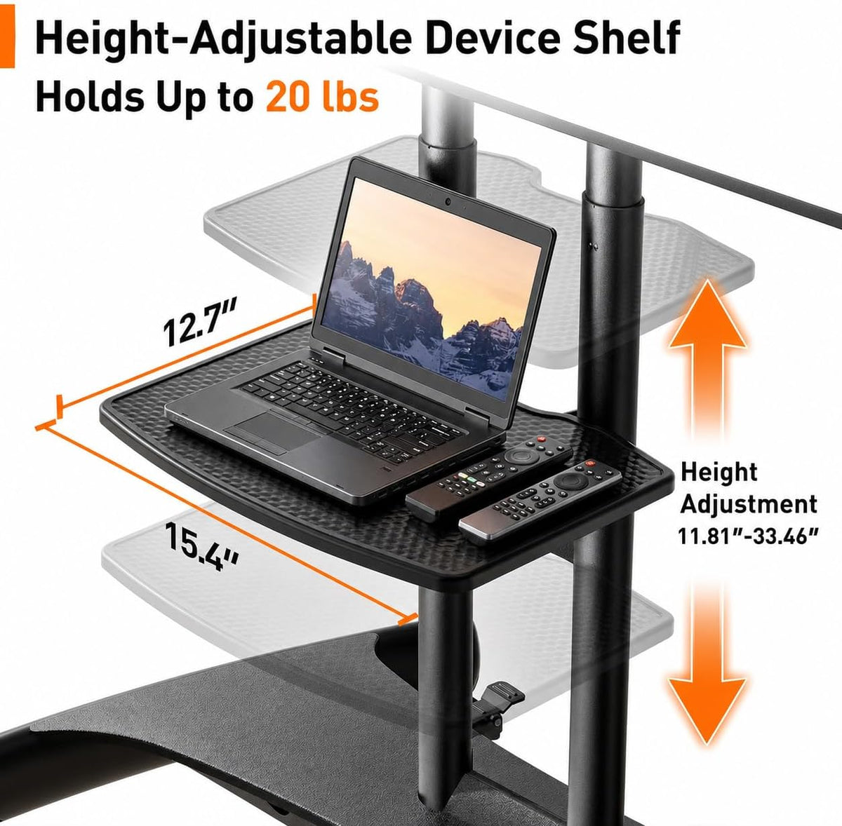 Perlegear Rolling TV Stand for 32-84 Inch TV, Mobile TV Cart up to 100lbs, Adjustable Height Outdoor TV Cart with Heavy-Duty Base, VESA 600x400mm, Portable TV Stand on Wheels for Livingroom PGTVMC05-1