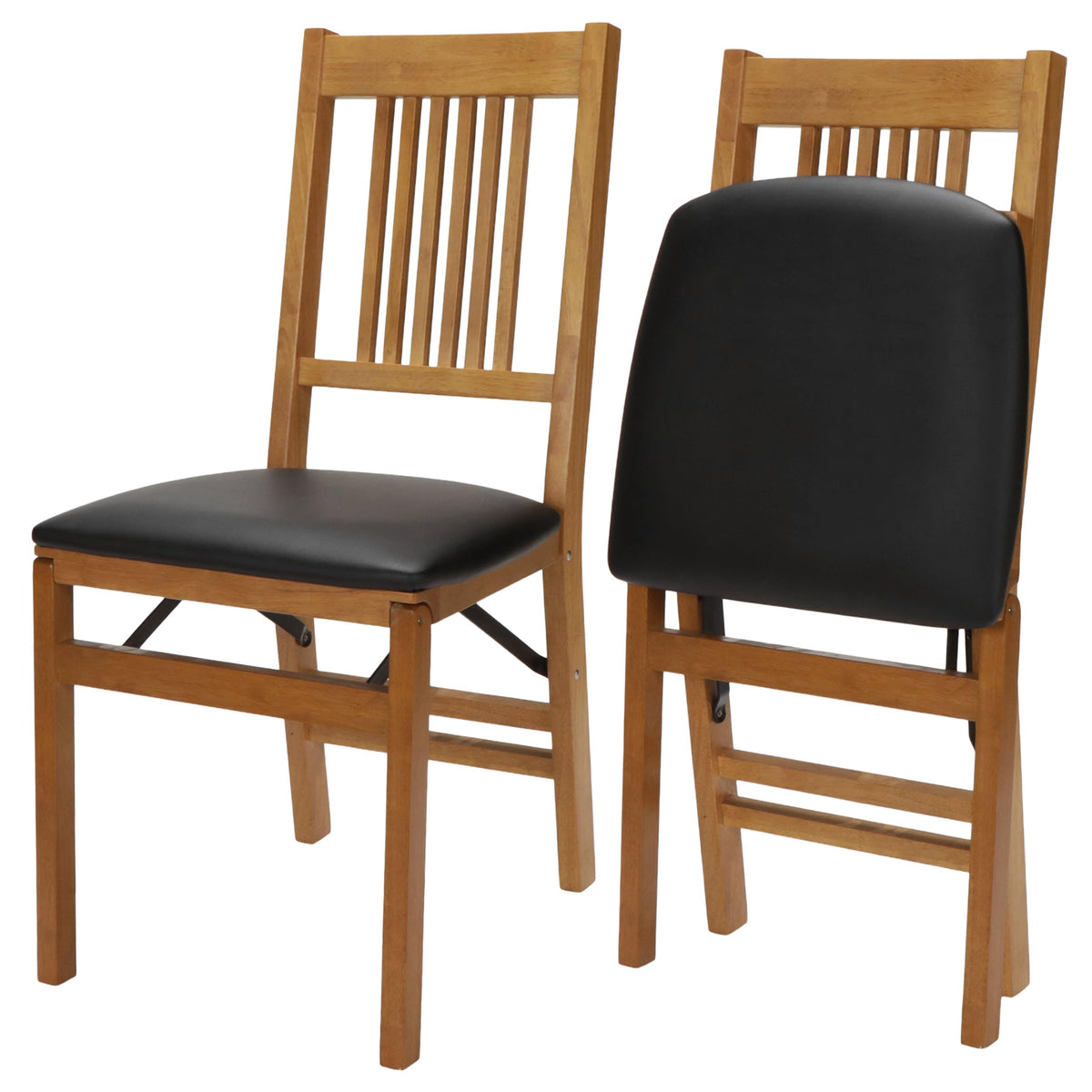 Stakmore True Mission Solid Foldable Wood Dining Chairs, Fruitwood, 2 Pack