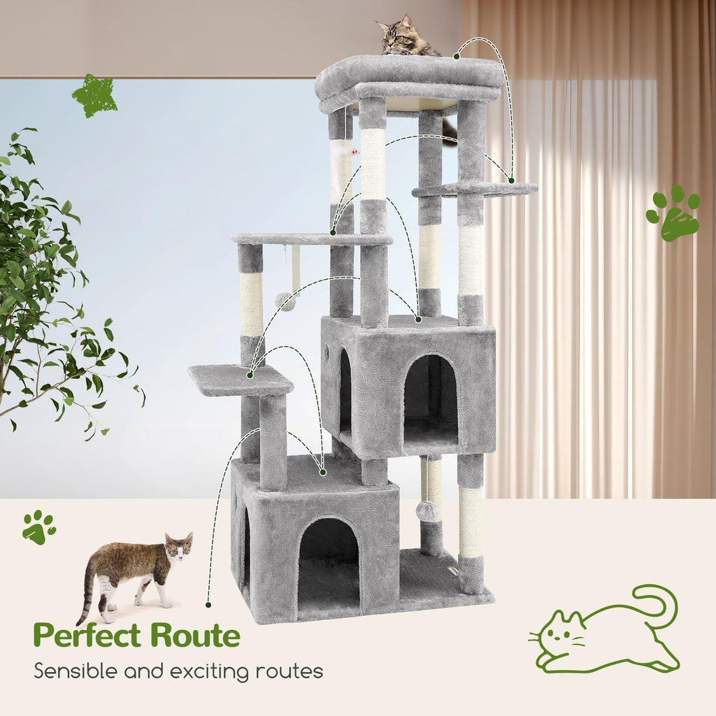 Globlazer Heavy Duty Cat Trees for Big Cats Maine Coon, F61, Light Grey