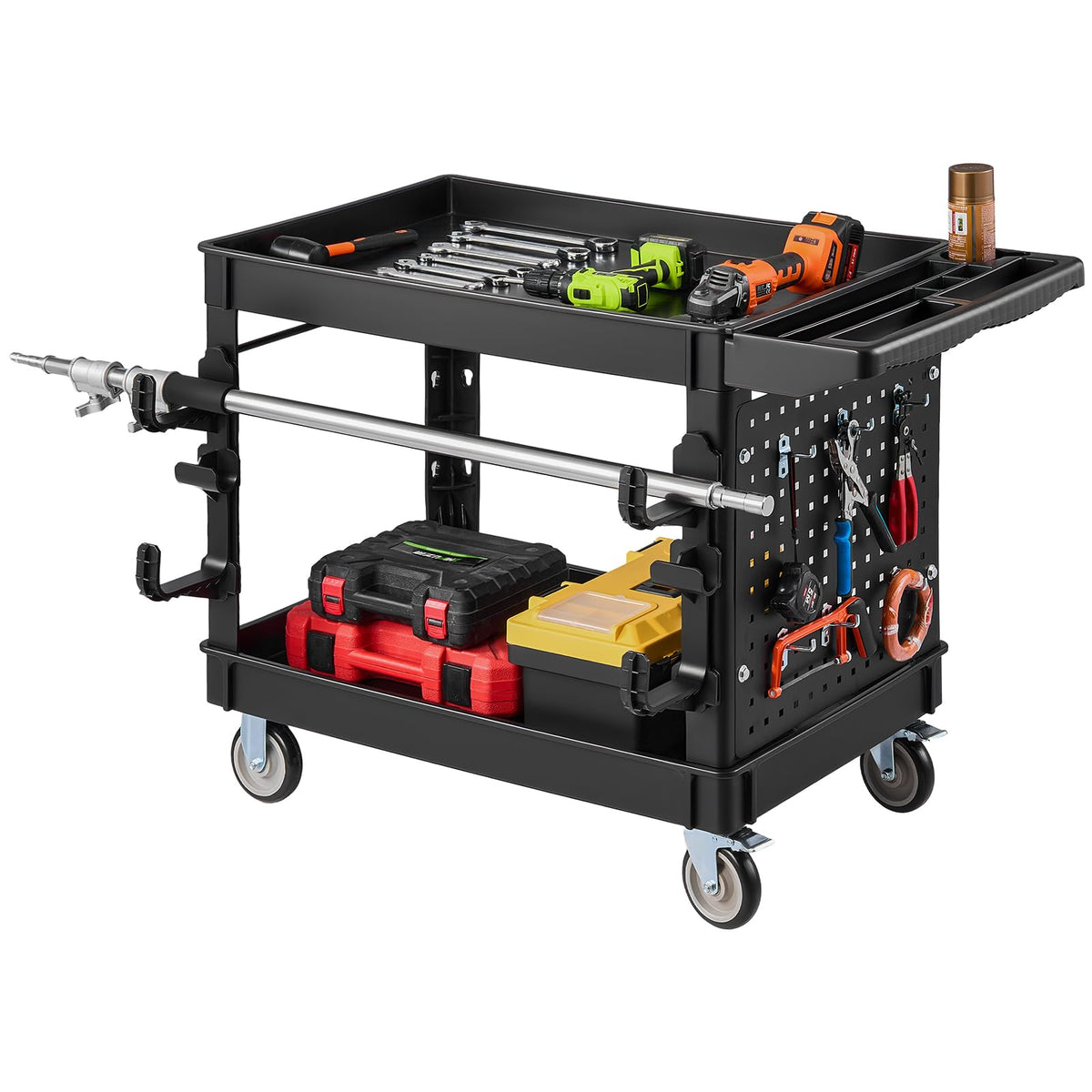 VEVOR Utility Service Cart 2 Shelf 550 lbs Heavy Duty Plastic Rolling Cart