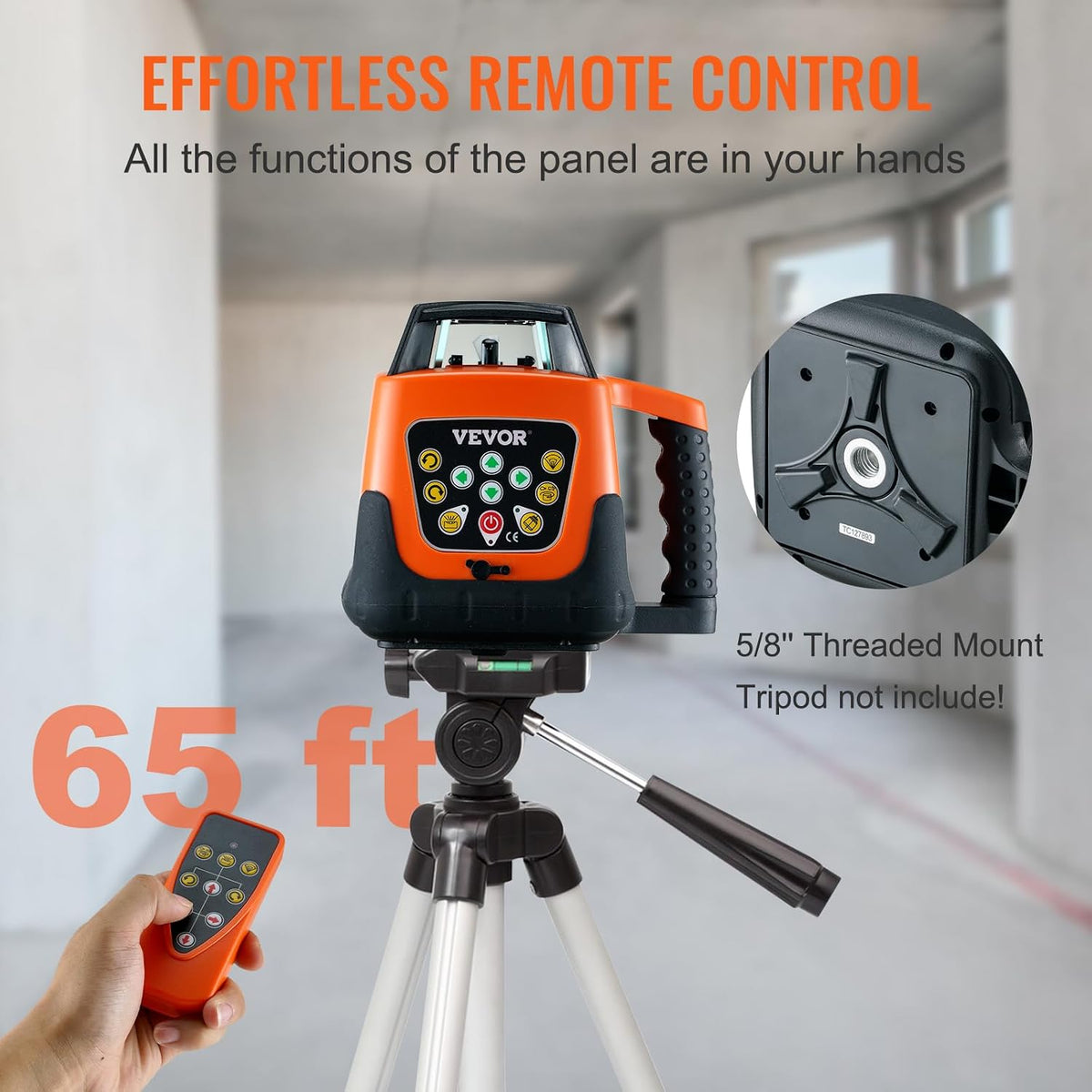 VEVOR Rotary Laser Level 2000 ft, 360 Degree Self-Leveling Green Cross Line