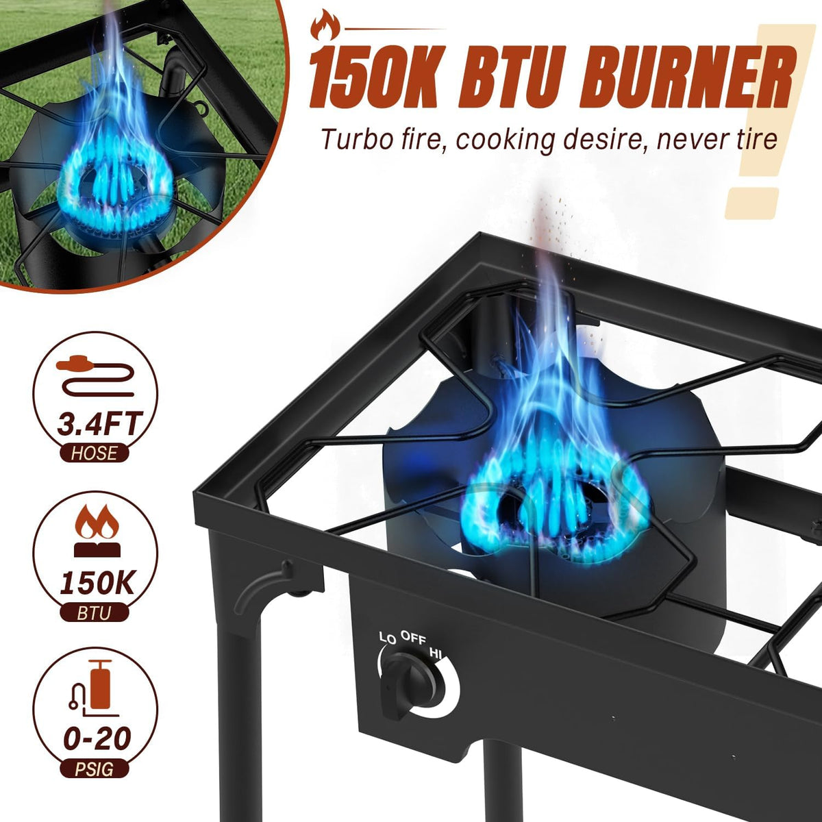 2 Burner Propane Gas Stove with Dustproof Cover