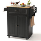 Gizoon 33" W Kitchen Island Cart with Adjustable Shelf, Black
