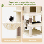 Globlazer 66inch Corner Cat Tree Tower for Indoor Large Cats, C66, Beige