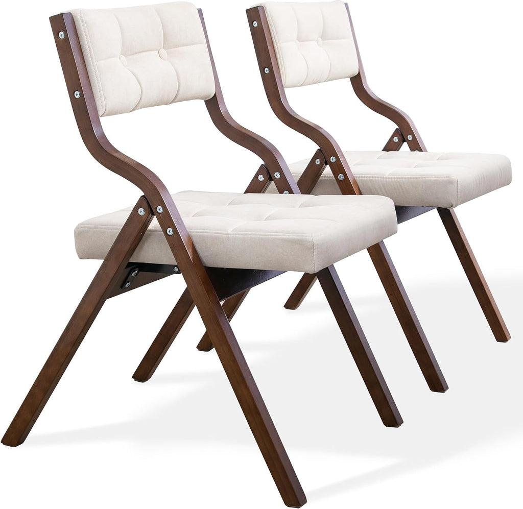 HOMEFUN Folding Chairs with Cushion, Folding Dining Chairs, 2 Pack