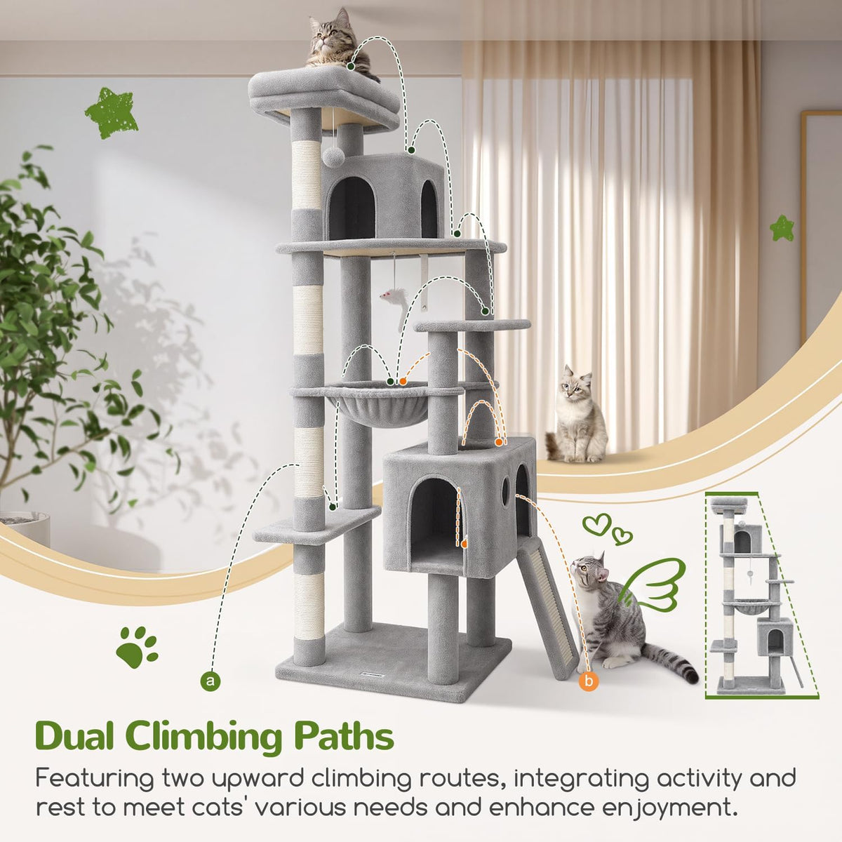Globlazer F70 Pro Heavy Duty Cat Tree Tower for Indoor Cats Large Adult