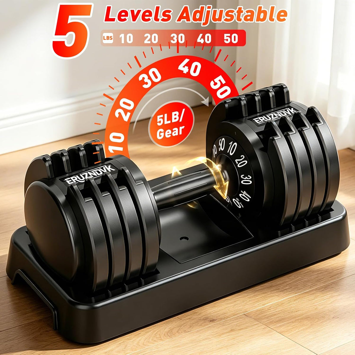 25/50lbs Adjustable Dumbbell Set of 2, 5-in-1 Free Weights Set