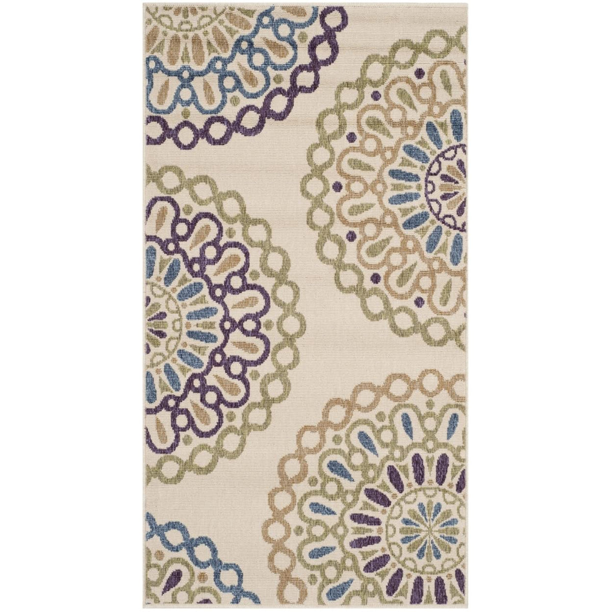 SAFAVIEH Washable Rug Outdoor Veranda Collection - 8' x 11', Cream & Blue, Non-Shedding & Easy to Clean, Ideal for Patio, Backyard, Mudroom (VER092-0615)