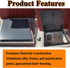 Black Galvanized Roof Hatch, 20x24in(51x61cm) Roof Access Hatch Roof, Attic Skylight Cover Steel Roof Hatch Vent Access Door, with Handle & Gas Shock Strut, for Warehouse Attic Cellar