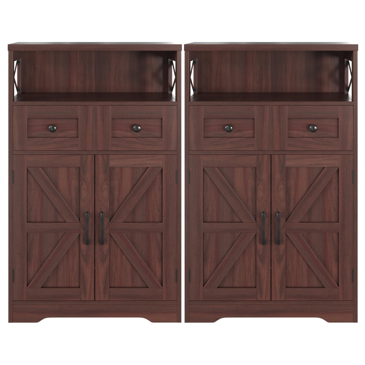 Farmhouse Storage Cabinet with Drawers, Small Kitchen Pantry Cabinet, White