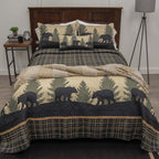 BLACK FOREST DECOR Timberland Plaid Bear Quilt 90" Wx90 L