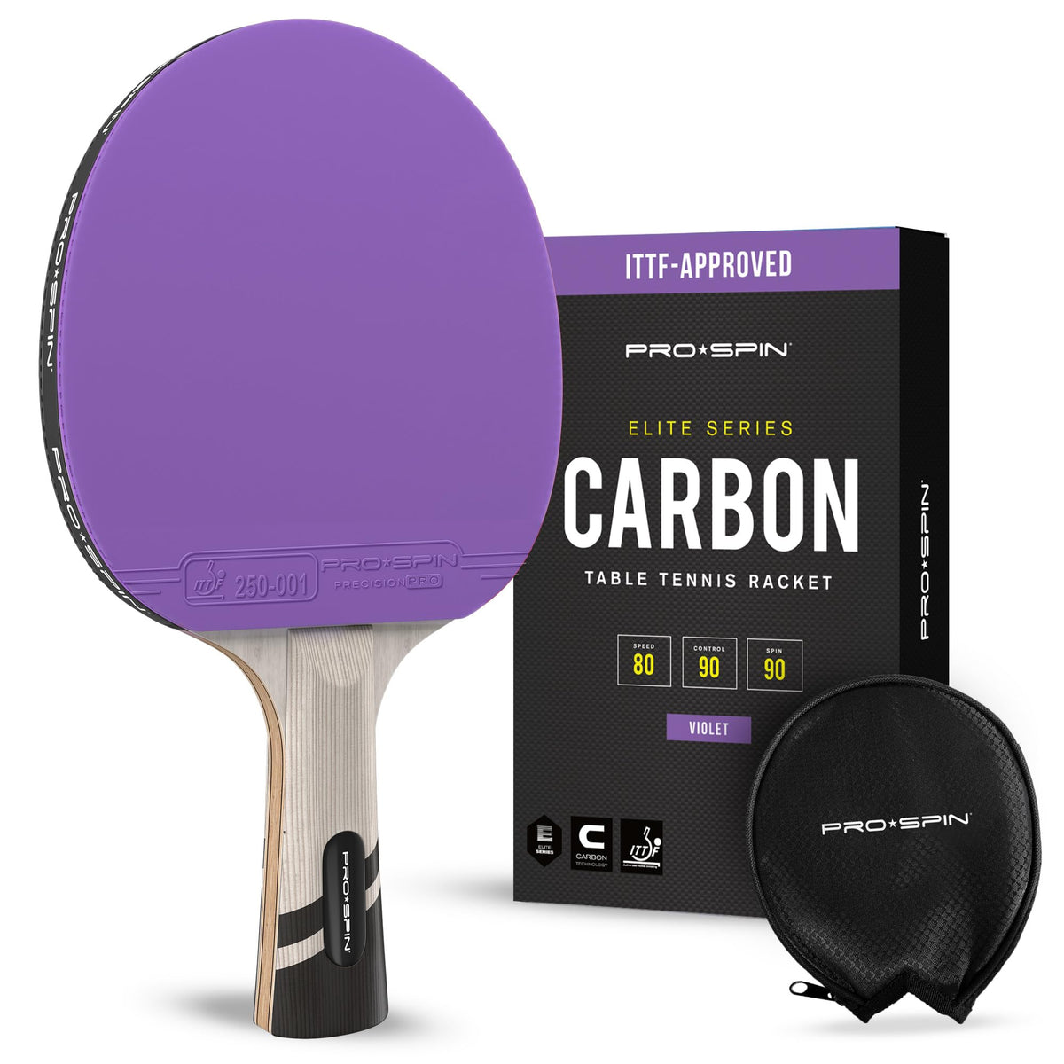 PRO-SPIN Ping Pong Paddles – ITTF Approved Professional Table Tennis Rackets with Carbon Fiber for Superior Control | 7-Ply Blade, Premium Rubber, 2.0mm Sponge