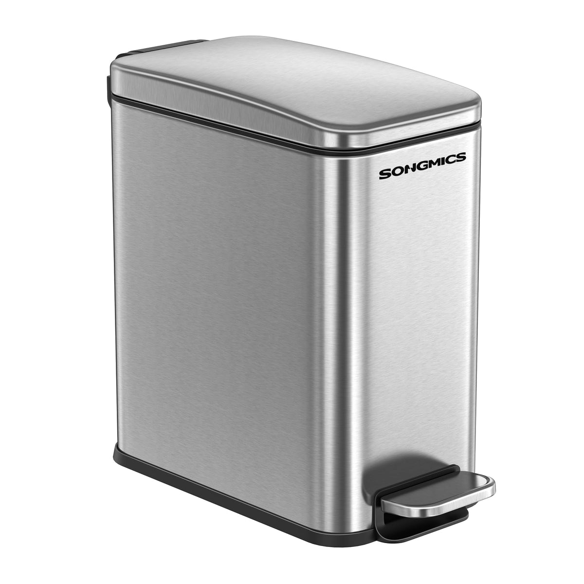 SONGMICS Kitchen Trash Can with Lid, 13-Gallon (50 L) Slim, Stainless Steel