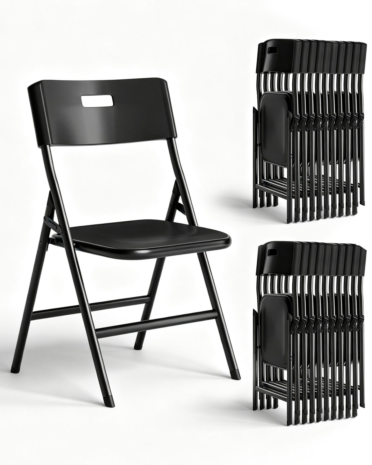 Folding Chairs, 600lbs Capacity, Heavy-Duty Commercial Stackable Plastic Foldable Chairs for Indoor/Outside, Office, Kitchen, Party, Patio(White, 4 Pack)