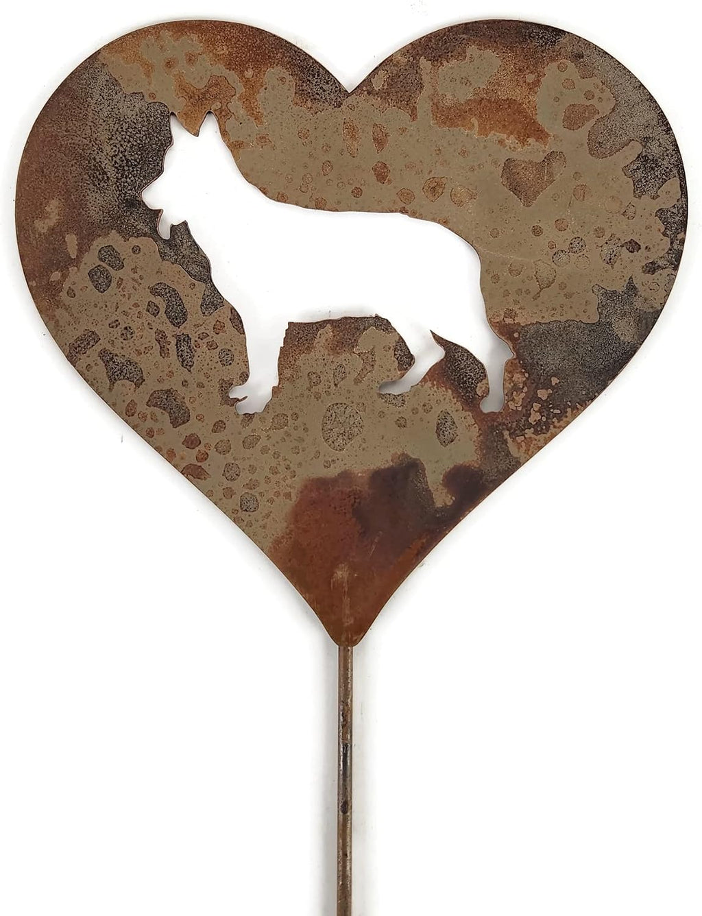 Pet Dog, Cat, Rabbit or Bird Keepsake Memorial Heart Garden Stake 20 to 28 Inches Tall (Large Heart, 28" Tall, Cairn Terrier, Naturally Rusted)