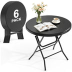 24" Round Folding Table, Plastic Bar Height Tables for Parties Black