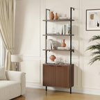 Halitaa 71”Ladder Shelf with Storage Cabinet, Wall Mounted Ladder Bookshelf