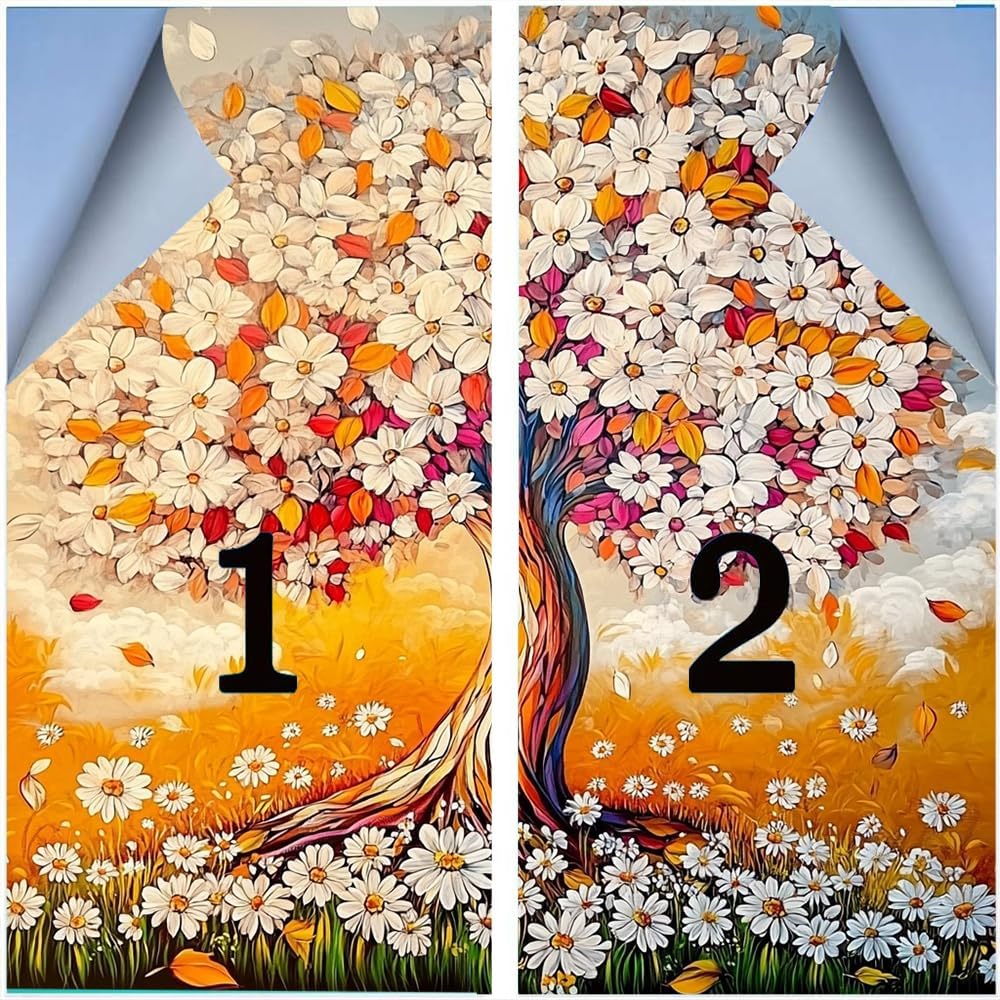 Aesthetic Tree Frosted Stained Glass Window Film 35.4Wx63L inch x 2pcs