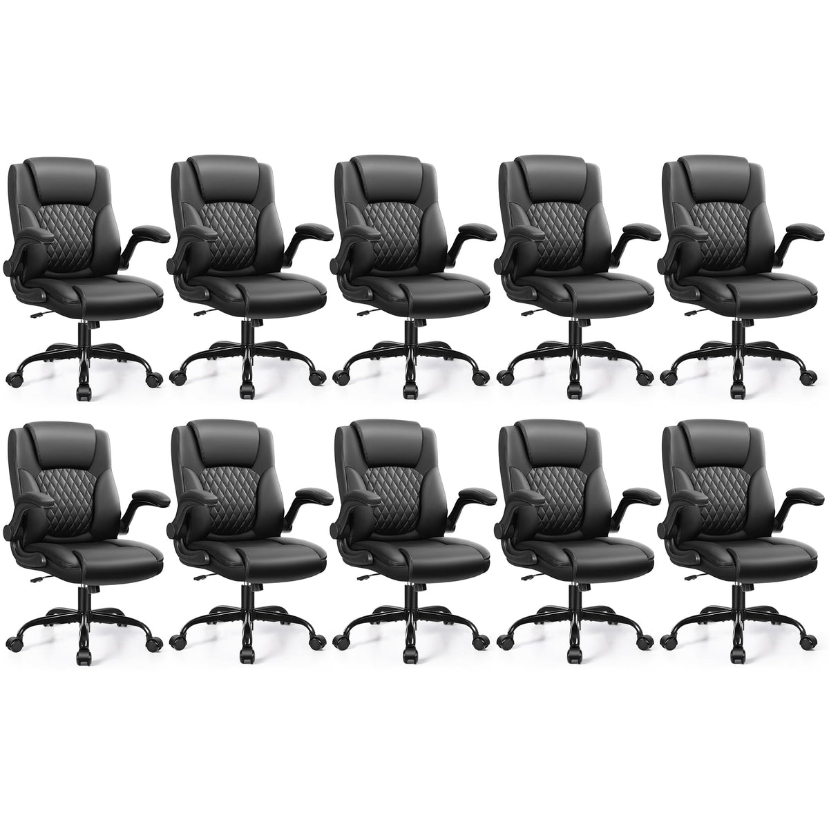 Leather Office Chair, PU Home Computer Desk Chairs with Ergonomic Back Support, 360°Swivel Free，Small Gaming Chair with Wheels and Adjustable Armrests, for Short People Use