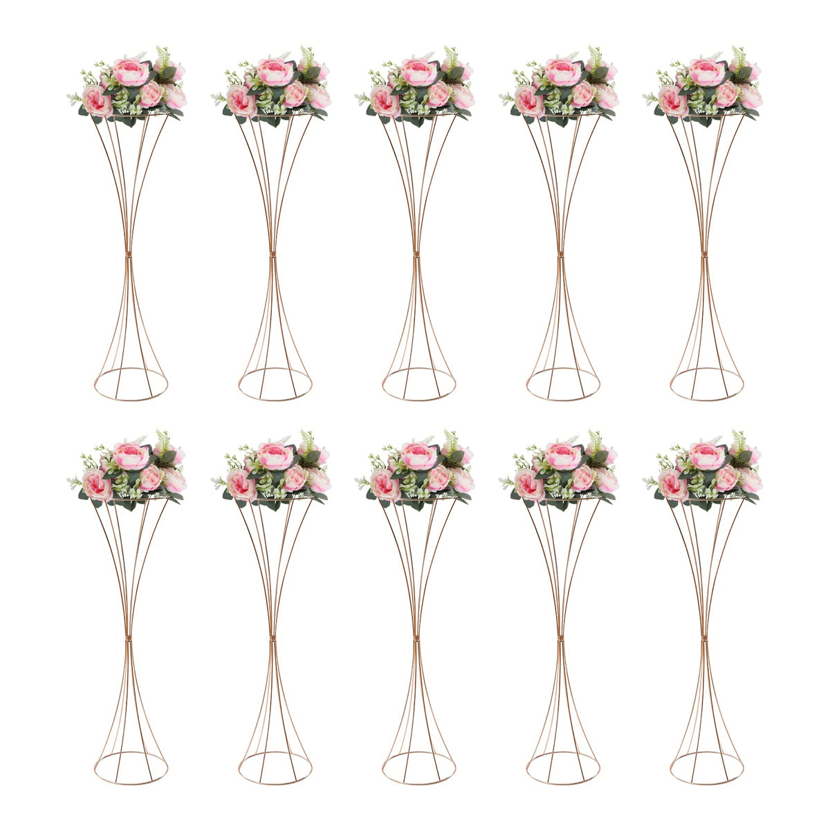 Wedding Centerpieces Gold Vases,10PCS Metal Flower Candle Holder,Wedding Vase for Tables,Crystal Flower Vase Metal Flowers Stand for Party Tables Decorations