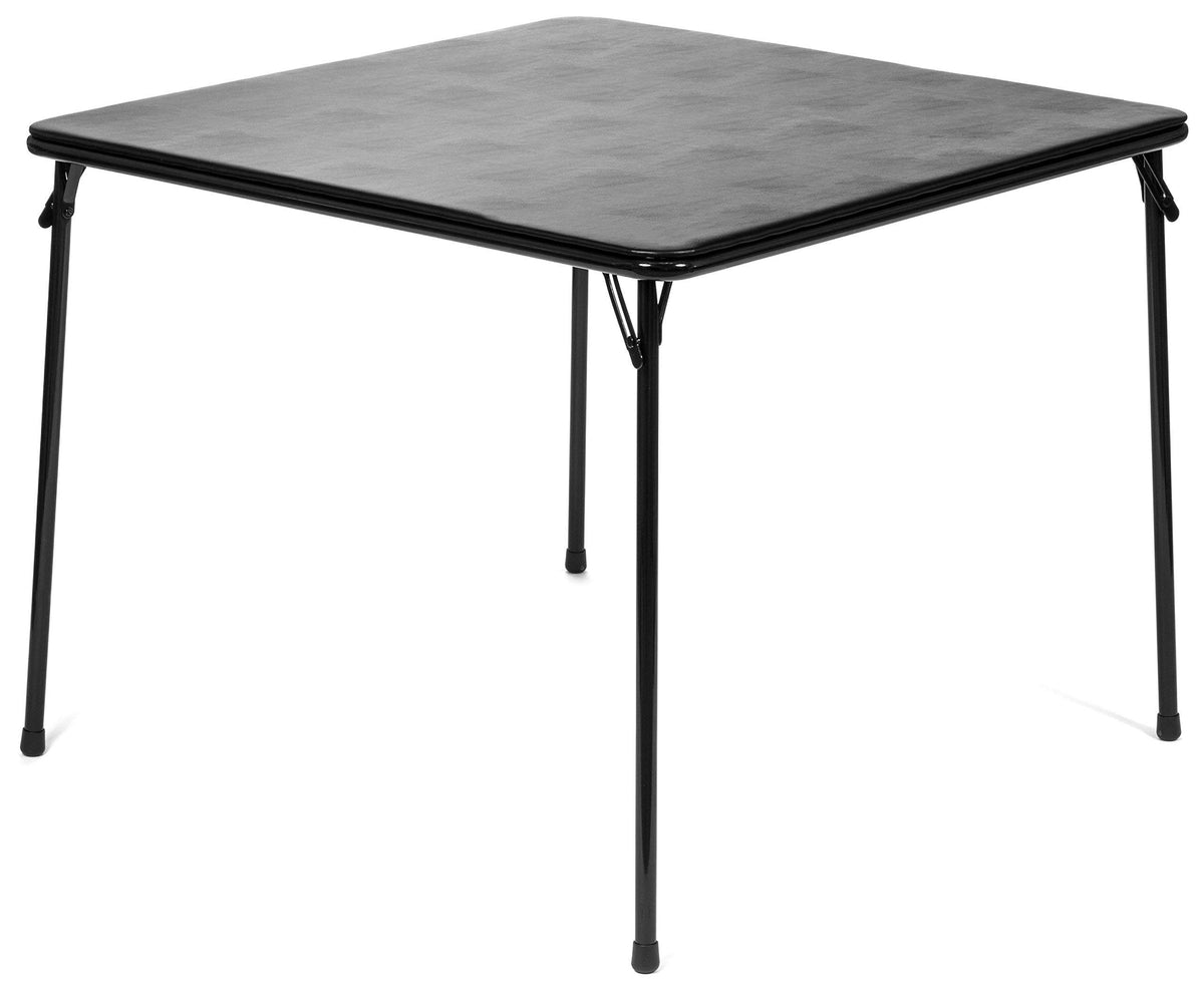 38" Square Folding Card Table - Portable, Easy-to-Store, Vinyl Upholstered, Sturdy Steel, Wheelchair Accessible - Beige