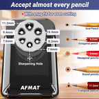 AFMAT 6 Holes Electric Pencil Sharpener Heavy Duty, 2 Pack (Gray + Pink)