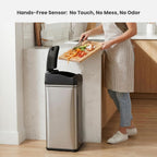 iTouchless 50L / 13 Gal. Dog-Proof Sensor Kitchen Trash Can | Odor Filter