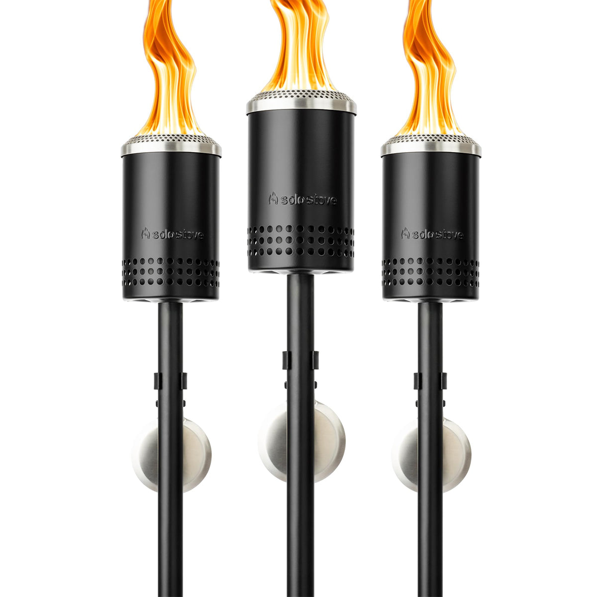 Solo Stove Mesa Torch, 3 Pack | Backyard Torches for Outside, 5 hr Burn Time, Cold-Rolled Steel, Incl. 3 Torches, 3 Ground Stakes, 3 Fuel Funnels, 9 Wicks, Adjustable Height: 37.75-52.5 in
