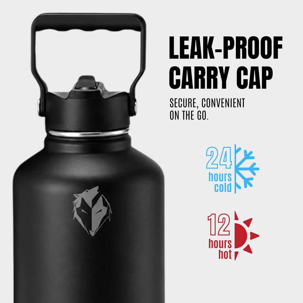 Ekkovision Ekko Flask Insulated Water Bottle, Stainless Steel, Black,128 Oz