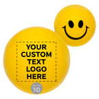 DISCOUNT PROMOS Custom Smiley Squeeze Balls Set of 100, Personalized Bulk Pack - Perfect for Promotional Giveaways - Yellow