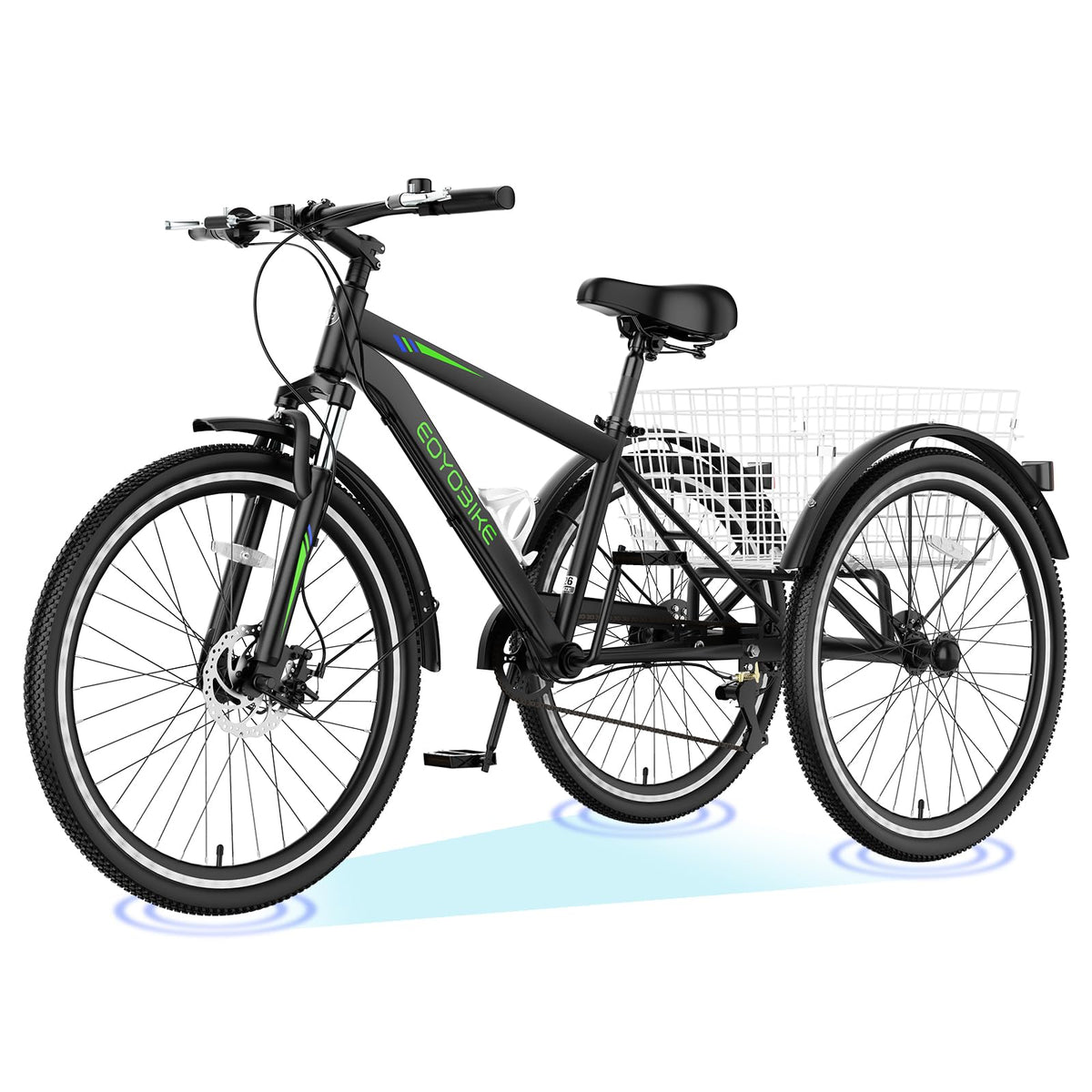ABORON Adults Tricycle, 3 Wheels Bike for Adult, Tricycle for Adults, Double-Wall Wheel Rims, Tricycle for Women Men Exercise Outdoor Sports